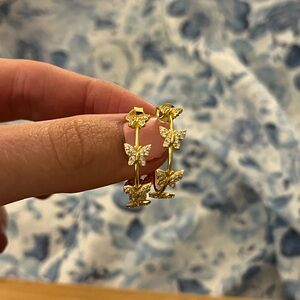BUTTERFLY Hoop Earrings NWOT